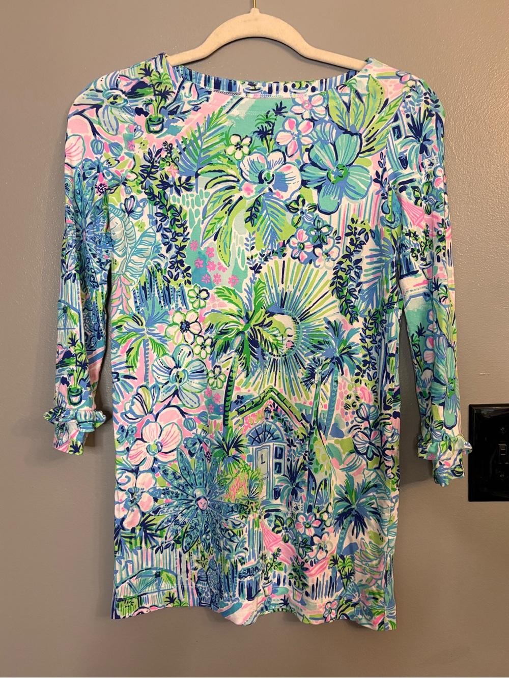 Kids girls size large Lily Pulitzer dress ruffle sleeve 8-10